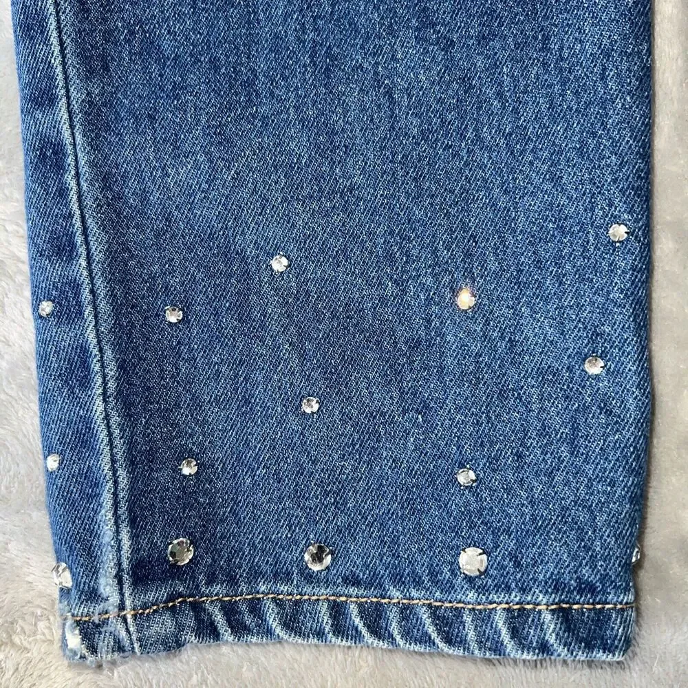 Liz Claiborne Lizwear Vintage 90s Womens 4 Denim Mom Jeans Rhinestones High Rise - Picture 4 of 15